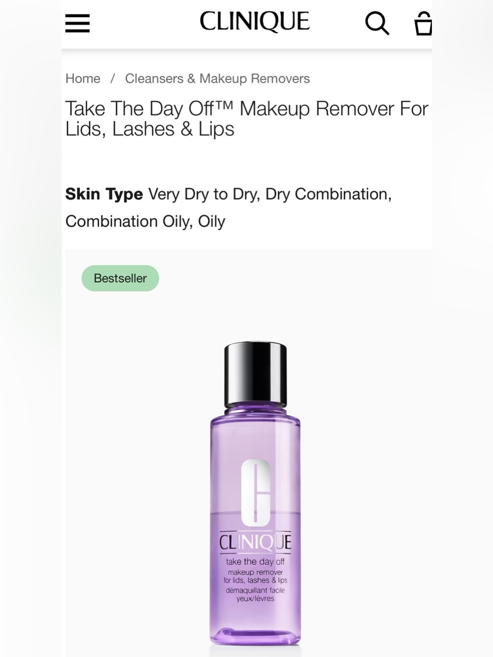 Clinique Take The Day Off Makeup Remover - Purple Bottle 50ML
